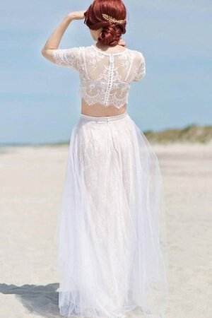 Juwel Ausschnitt Spitze Zweistück Brautjungfernkleid mit Bordüre mit Knöpfen