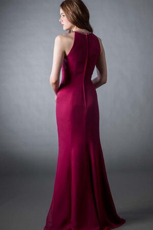 Chiffon Reißverschluss Perlenbesetztes Bescheidenes Ballkleid mit Rüschen