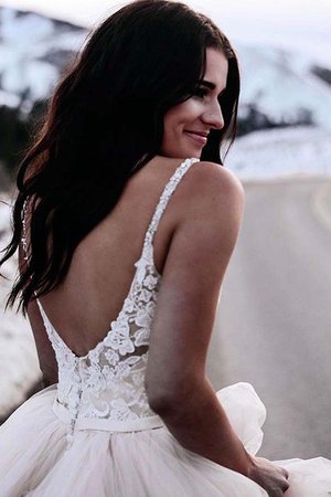 Ärmelloses Gerüschtes Zart Tüll Romantisches Brautkleid