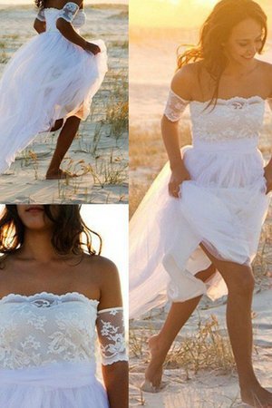 Garten Attraktiv Sittsames Sexy Brautkleid mit Kurzen Ärmeln