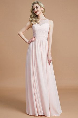 Prinzessin Chiffon Bateau Ausschnitt Bodenlanges Brautjungfernkleid ohne Ärmeln