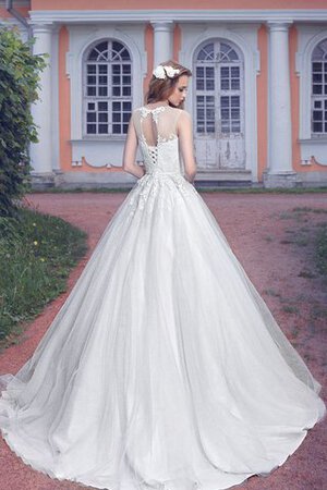 Duchesse-Linie Natürliche Taile Bodenlanges Brautkleid mit Applikation aus Tüll