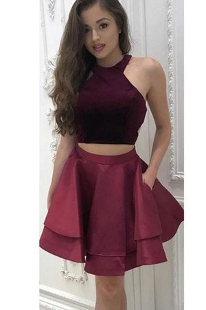 Engelwurz Nackenband Prinzessin Cocktailkleid mit Natürlicher Taille mit Rüschen