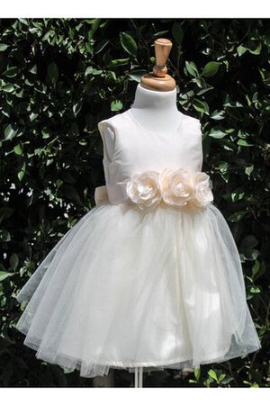 Schaufel-Ausschnitt A Linie Ärmellos Blumenmädchenkleid mit Juwel Ausschnitt mit Rüschen