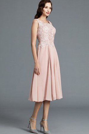 Chiffon A Linie Natürliche Taile Schaufel-Ausschnitt Wadenlanges Brautmutterkleid