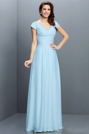 A-Line V-Ausschnitt Prinzessin Chiffon Anständiges Brautjungfernkleid