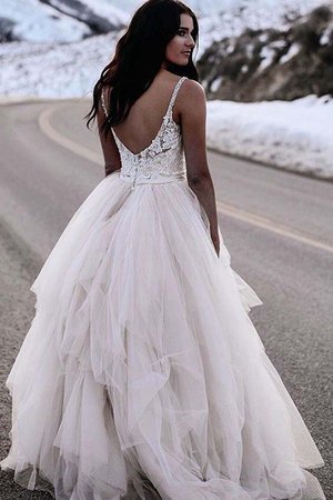 Ärmelloses Gerüschtes Zart Tüll Romantisches Brautkleid