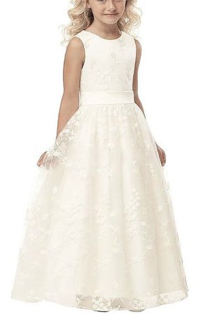 A-Line Normale Taille Prinzessin Bodenlanges Blumenmädchenkleid mit Applike