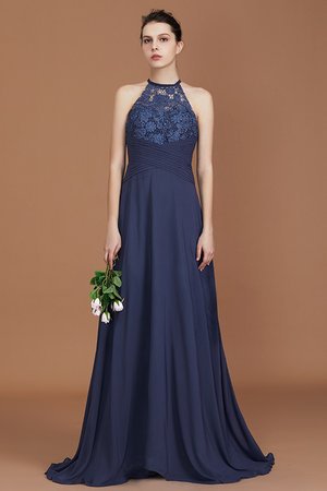 Chiffon Eingängig A-Line Prinzessin Brautjungfernkleid mit Schaufel Ausschnitt