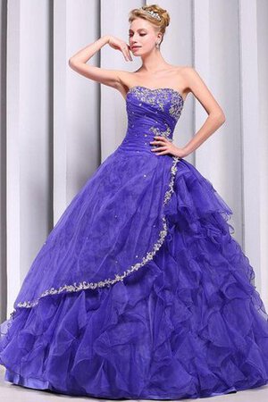 Herz-Ausschnitt Ärmelloses Tüll Quinceanera Kleid mit Rücken Schnürung mit Applikation