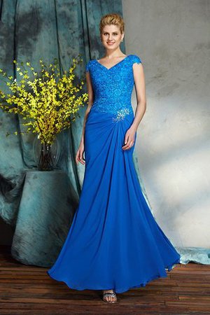 Natürliche Taile Reißverschluss Chiffon Sittsames Brautmutterkleid mit Bordüre