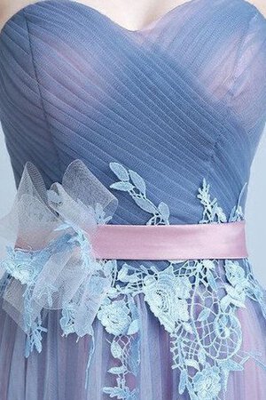 Herz-Ausschnitt Plissiertes Ärmelloses Brautjungfernkleid mit Blume mit Rücken Schnürung