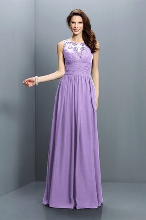 Chiffon Bateau A-Line Plissiertes Bodenlanges Brautjungfernkleid