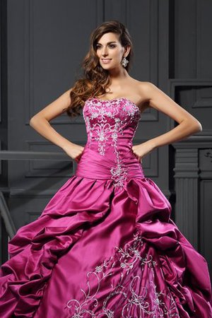 Duchesse-Linie Satin Sittsames Bodenlanges Quinceanera Kleid mit Applikation