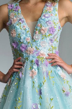 Tüll A-Linie Ärmelloses V-Ausschnitt Ballkleid mit Blume