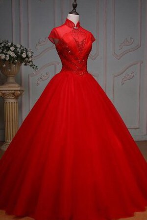 Tüll Duchesse-Linie Anständiges Quinceanera Kleid mit gekappten Ärmeln mit Bordüre