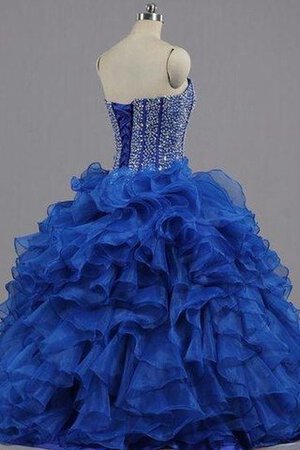 Normale Taille Perlenbesetztes Quinceanera Kleid mit Rüschen mit Bordüre