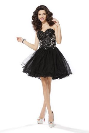 Ärmelloses Natürliche Taile Prinzessin Mini Cocktailkleid mit Rüschen