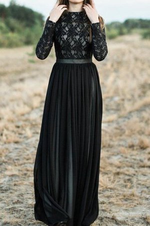 Geschichtes Chiffon Langärmeliges A-Line Brautjungfernkleid mit Bordüre