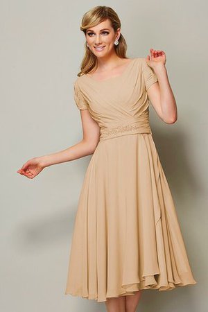 Kurze Ärmeln Normale Taille Chiffon Enges Brautjungfernkleid mit Rüschen