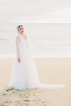 Reißverschluss Seeküste A-Line Bodenlanges Brautkleid mit Blume