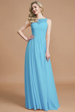 Prinzessin Chiffon Bateau Ausschnitt Bodenlanges Brautjungfernkleid ohne Ärmeln