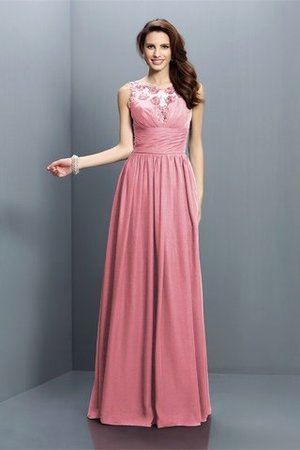 Chiffon Bateau A-Line Plissiertes Bodenlanges Brautjungfernkleid