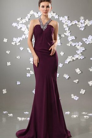 Meerjungfrau Stil Spaghetti Träger Chiffon Ärmelloses Abendkleid mit Perlen