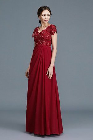 Chiffon Kurze Ärmeln Normale Taille A-Linie Brautmutterkleid mit V-Ausschnitt