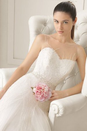 Perlenbesetztes Spitze Glamouröses Brautkleid ohne Taille mit Bordüre