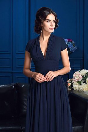 Kurze Ärmeln A-Linie V-Ausschnitt Chiffon Brautmutterkleid mit Reißverschluss