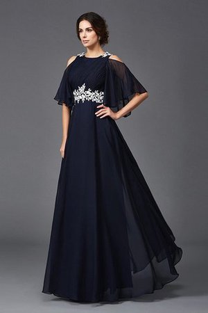 Halbe Ärmeln Breiter Träger Chiffon Bodenlanges Brautmutterkleid mit Applike