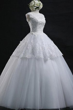 Spitze Tüll Romantisches Brautkleid mit Bordüre mit Rücken Schnürung