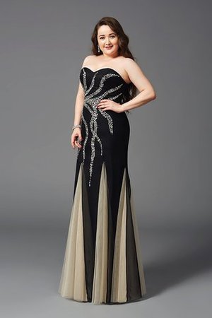 Perlenbesetztes Ärmelloses Natürliche Taile Chiffon Ballkleid für Übergröße