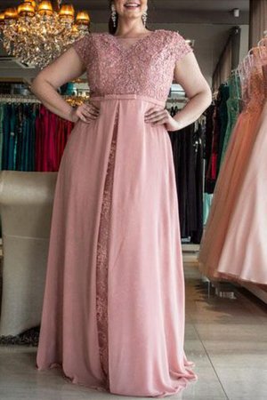 Natürliche Taile A-Linie Chiffon Bodenlanges Ballkleid mit Bordüre