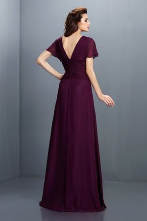 Chiffon V-Ausschnitt A-Linie Anständiges Bodenlanges Abendkleid