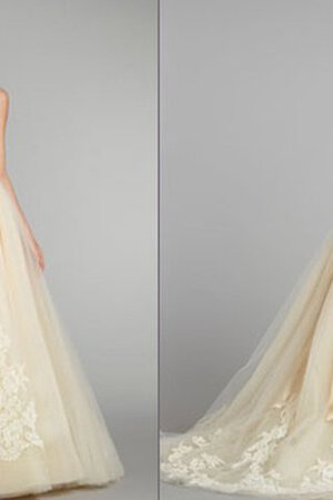 Duchesse-Linie Rückenfreies Ärmelloses Brautkleid mit Schleife mit Bordüre