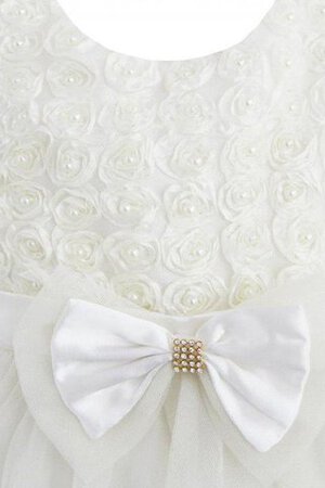 Ärmelloses Reißverschluss Gerüschtes Schaufel-Ausschnitt Blumenmädchenkleid mit Perlen