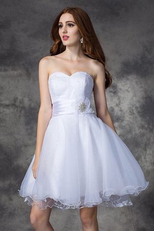 Herz-Ausschnitt Empire Taille Organza Reißverschluss Abiballkleid mit Rüschen