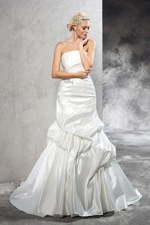 Trägerlos Normale Taille Satin Drapiertes Anständiges Brautkleid