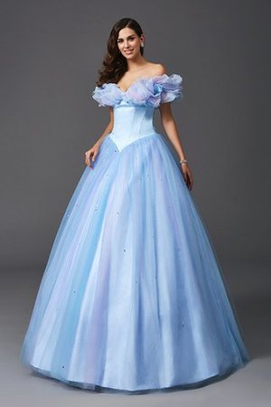 Schulterfrei Duchesse-Linie Normale Taille Anständiges Quinceanera Kleid mit Perlen