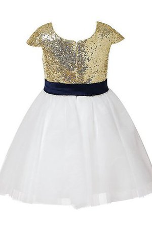 Normale Taille Juwel Ausschnitt A-Line Prinzessin Blumenmädchenkleid aus Paillette