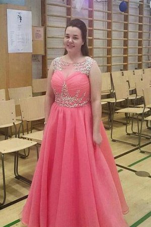 Normale Taille Perlenbesetztes Chiffon A-Linie Ballkleid ohne Ärmeln