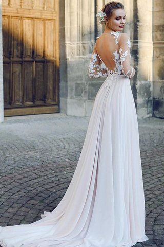 Chiffon Dom Gericht Schleppe V-Ausschnitt Brautkleid mit Rosette