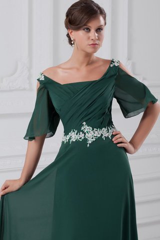 Chiffon Gerüschtes Quadrat Ausschnitt A-Line Abendkleid mit kurzen Ärmeln