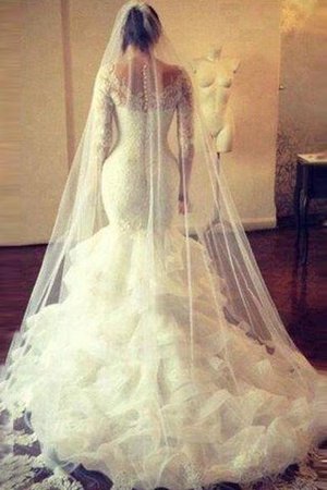 Meerjungfrau Tüll Natürliche Taile Brautkleid mit Schaufel Ausschnitt mit Bordüre