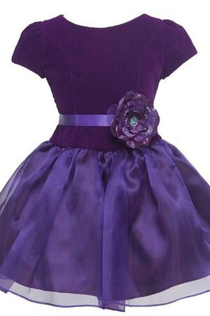 Normale Taille Reißverschluss Kurze Ärmeln A-Linie Mini Blumenmädchenkleid