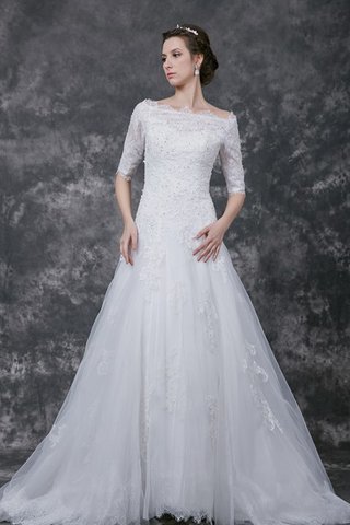 A-Line Tüll Elegantes Schlichtes Brautkleid mit Perlen