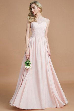 Prinzessin Chiffon Bateau Ausschnitt Bodenlanges Brautjungfernkleid ohne Ärmeln
