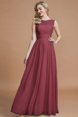 Ärmellos Normale Taille Chiffon A-Linie Brautjungfernkleid mit Schaufel Ausschnitt